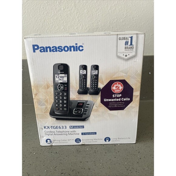 Panasonic KX-TGE633 DECT 6.0 Expandable Cordless Phone with Digital Answering - Picture 1 of 16